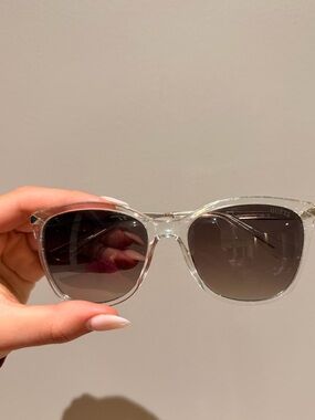 Guess Clear Frame Sunglasses with Smoke Gradient Lenses